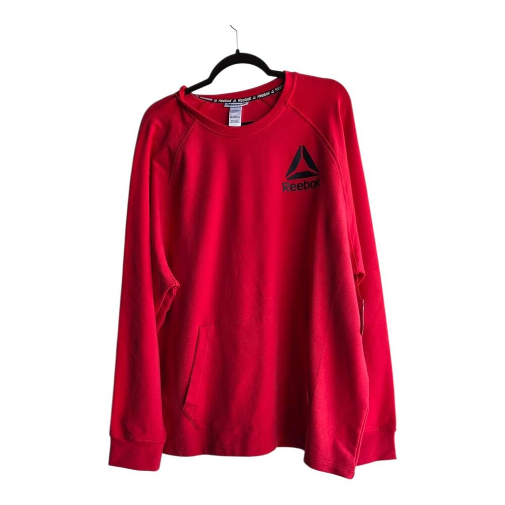 Rebook Teck Terry Crew Neck Neon Red Sweatshirt Men's 3XL NWT